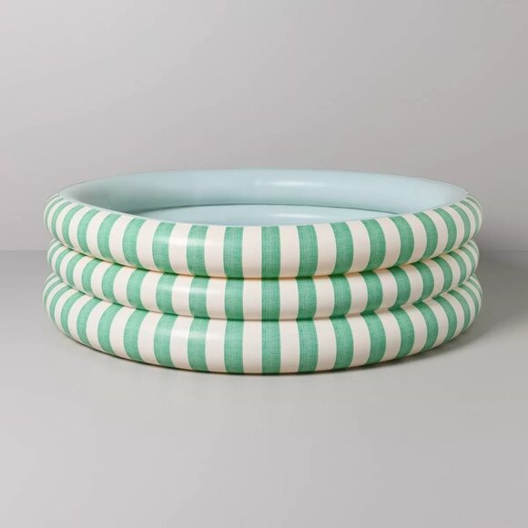 66" Bold Stripe Inflatable Pool Cream/Light Blue/Green - Hearth & Hand Magnolia - Picture 1 of 5